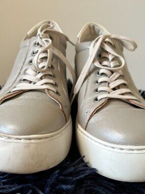 Fly London Borgogna Leather Platform Sneakers Silver EU 40 US 9-9.5
